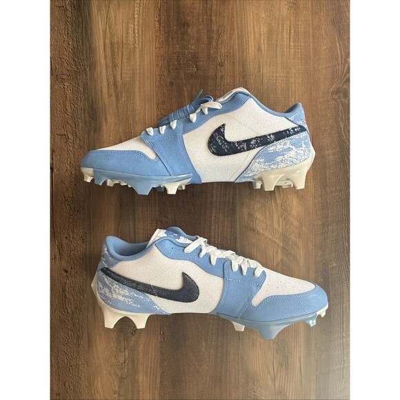 Nike Jordan 1 Low Vapor Edge UNC Blue PE Size 12 Football Cleats HF5570-140 - Picture 2 of 10
